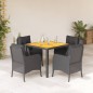 vidaXL 5-tlg. Garten-Essgruppe mit Kissen Schwarz Poly Rattan vidaXL 5-tlg. Garten-Essgruppe mit Kissen Schwarz Poly Rattan