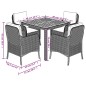 vidaXL 5-tlg. Garten-Essgruppe mit Kissen Schwarz Poly Rattan vidaXL 5-tlg. Garten-Essgruppe mit Kissen Schwarz Poly Rattan