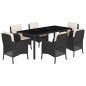 vidaXL 7-tlg. Garten-Essgruppe mit Kissen Schwarz Poly Rattan vidaXL 7-tlg. Garten-Essgruppe mit Kissen Schwarz Poly Rattan