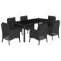 vidaXL 7-tlg. Garten-Essgruppe mit Kissen Schwarz Poly Rattan vidaXL 7-tlg. Garten-Essgruppe mit Kissen Schwarz Poly Rattan