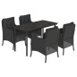 vidaXL 5-tlg. Garten-Essgruppe mit Kissen Schwarz Poly Rattan vidaXL 5-tlg. Garten-Essgruppe mit Kissen Schwarz Poly Rattan