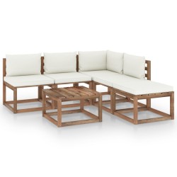 6-tlg. Garten-Lounge-Set aus Paletten mit Kissen Kiefernholz