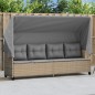 vidaXL Sonnenliege mit Dach und Kissen Beige Poly Rattan vidaXL Sonnenliege mit Dach und Kissen Beige Poly Rattan
