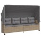 vidaXL Sonnenliege mit Dach und Kissen Beige Poly Rattan vidaXL Sonnenliege mit Dach und Kissen Beige Poly Rattan
