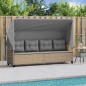 vidaXL Sonnenliege mit Dach und Kissen Beige Poly Rattan vidaXL Sonnenliege mit Dach und Kissen Beige Poly Rattan