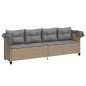 vidaXL Sonnenliege mit Dach und Kissen Beige Poly Rattan vidaXL Sonnenliege mit Dach und Kissen Beige Poly Rattan