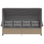 vidaXL Sonnenliege mit Dach und Kissen Beige Poly Rattan vidaXL Sonnenliege mit Dach und Kissen Beige Poly Rattan