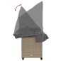vidaXL Sonnenliege mit Dach und Kissen Beige Poly Rattan vidaXL Sonnenliege mit Dach und Kissen Beige Poly Rattan