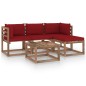 vidaXL 5-tlg. Garten-Lounge-Set mit Weinroten Kissen vidaXL 5-tlg. Garten-Lounge-Set mit Weinroten Kissen
