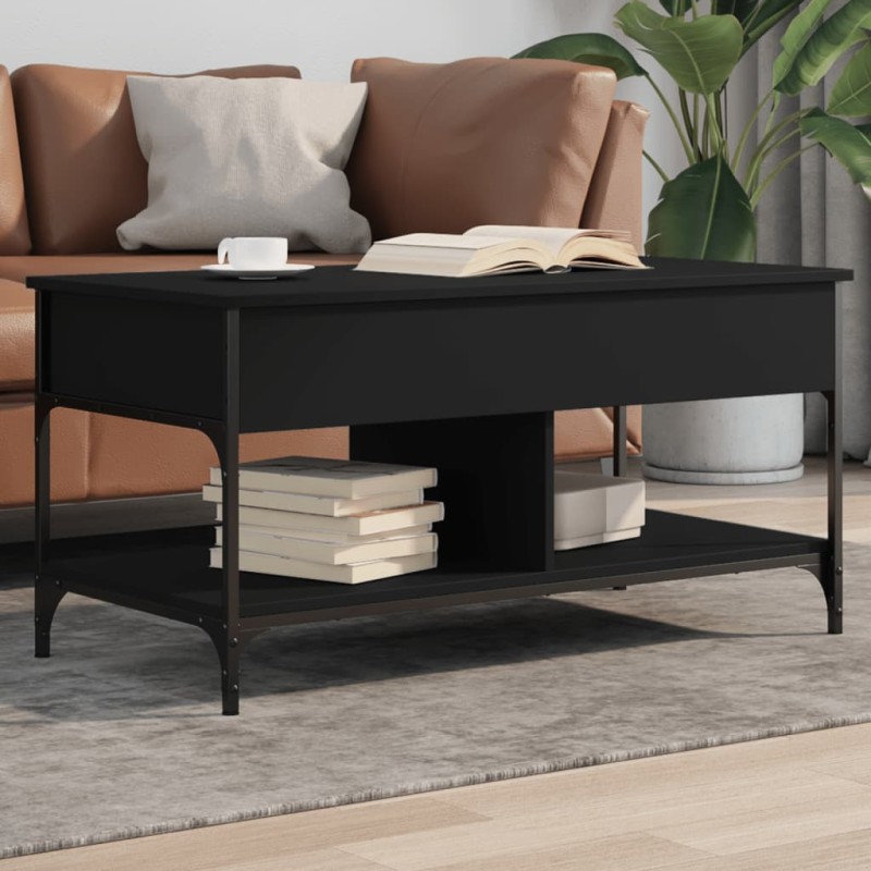 vidaXL Couchtisch Schwarz 100x50x50 cm Holzwerkstoff und Metall vidaXL Couchtisch Schwarz 100x50x50 cm Holzwerkstoff und Metall