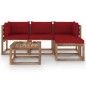 vidaXL 5-tlg. Garten-Lounge-Set mit Weinroten Kissen vidaXL 5-tlg. Garten-Lounge-Set mit Weinroten Kissen