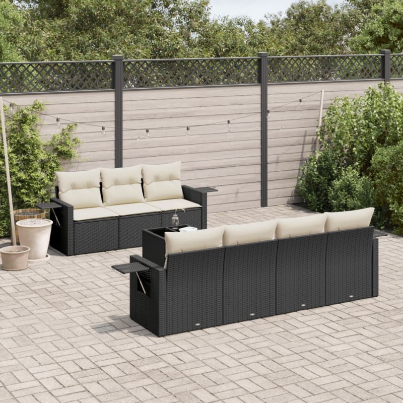 vidaXL 8-tlg. Garten-Sofagarnitur mit Kissen Schwarz Poly Rattan vidaXL 8-tlg. Garten-Sofagarnitur mit Kissen Schwarz Poly Rattan
