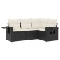vidaXL 4-tlg. Garten-Sofagarnitur mit Kissen Schwarz Poly Rattan vidaXL 4-tlg. Garten-Sofagarnitur mit Kissen Schwarz Poly Rattan