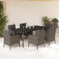 vidaXL 7-tlg. Garten-Essgruppe mit Kissen Grau Poly Rattan vidaXL 7-tlg. Garten-Essgruppe mit Kissen Grau Poly Rattan