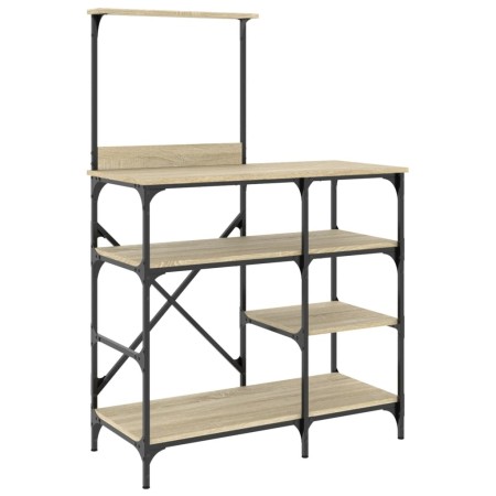 vidaXL Bäckerregal Sonoma-Eiche 90x40x132 cm Holzwerkstoff und Metall