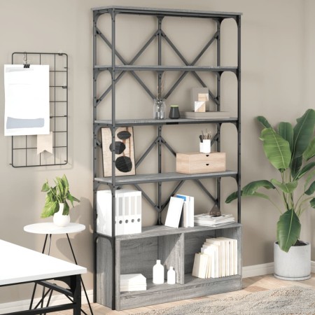 vidaXL Bücherregal Grau Sonoma 100x26x180 cm Holzwerkstoff und Metall