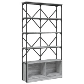 vidaXL Bücherregal Grau Sonoma 100x26x180 cm Holzwerkstoff und Metall