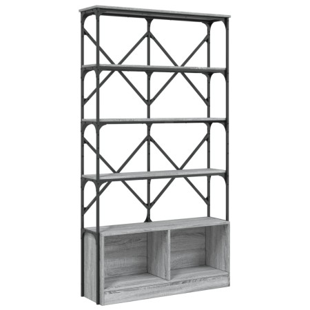 vidaXL Bücherregal Grau Sonoma 100x26x180 cm Holzwerkstoff und Metall