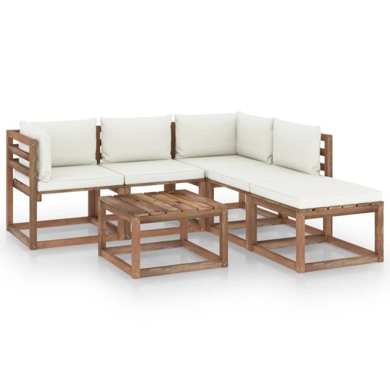 6-tlg. Garten-Lounge-Set aus Paletten mit Kissen Kiefernholz 6-tlg. Garten-Lounge-Set aus Paletten mit Kissen Kiefernholz