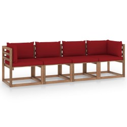 Garten-Palettensofa 4-Sitzer mit Kissen Kiefernholz