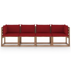 Garten-Palettensofa 4-Sitzer mit Kissen Kiefernholz