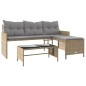 vidaXL Gartensofa in L-Form mit Tisch und Kissen Beige Poly Rattan vidaXL Gartensofa in L-Form mit Tisch und Kissen Beige Poly Rattan