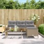vidaXL Gartensofa in L-Form mit Tisch und Kissen Beige Poly Rattan vidaXL Gartensofa in L-Form mit Tisch und Kissen Beige Poly Rattan