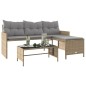 vidaXL Gartensofa in L-Form mit Tisch und Kissen Beige Poly Rattan vidaXL Gartensofa in L-Form mit Tisch und Kissen Beige Poly Rattan