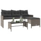 vidaXL Gartensofa in L-Form mit Tisch und Kissen Grau Poly Rattan vidaXL Gartensofa in L-Form mit Tisch und Kissen Grau Poly Rattan