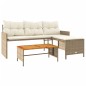 vidaXL Gartensofa in L-Form mit Tisch und Kissen Beige Poly Rattan vidaXL Gartensofa in L-Form mit Tisch und Kissen Beige Poly Rattan