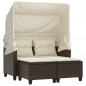 vidaXL Gartensofa 2-Sitzer mit Dach und Hockern Braun Poly Rattan vidaXL Gartensofa 2-Sitzer mit Dach und Hockern Braun Poly Rattan