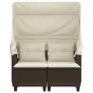 vidaXL Gartensofa 2-Sitzer mit Dach und Hockern Braun Poly Rattan vidaXL Gartensofa 2-Sitzer mit Dach und Hockern Braun Poly Rattan