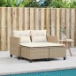 vidaXL Gartensofa 2-Sitzer mit Hockern Beige Poly Rattan vidaXL Gartensofa 2-Sitzer mit Hockern Beige Poly Rattan