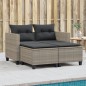 vidaXL Gartensofa 2-Sitzer mit Hockern Hellgrau Poly Rattan vidaXL Gartensofa 2-Sitzer mit Hockern Hellgrau Poly Rattan