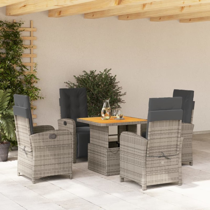 vidaXL 5-tlg. Garten-Essgruppe mit Kissen Grau Poly Rattan vidaXL 5-tlg. Garten-Essgruppe mit Kissen Grau Poly Rattan