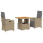 vidaXL 3-tlg. Garten-Essgruppe mit Kissen Beige Poly Rattan vidaXL 3-tlg. Garten-Essgruppe mit Kissen Beige Poly Rattan