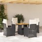 vidaXL 5-tlg. Garten-Essgruppe mit Kissen Schwarz Poly Rattan vidaXL 5-tlg. Garten-Essgruppe mit Kissen Schwarz Poly Rattan