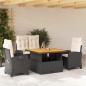 vidaXL 4-tlg. Garten-Essgruppe mit Kissen Schwarz Poly Rattan vidaXL 4-tlg. Garten-Essgruppe mit Kissen Schwarz Poly Rattan