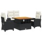 vidaXL 4-tlg. Garten-Essgruppe mit Kissen Schwarz Poly Rattan vidaXL 4-tlg. Garten-Essgruppe mit Kissen Schwarz Poly Rattan