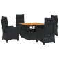 vidaXL 5-tlg. Garten-Essgruppe mit Kissen Schwarz Poly Rattan vidaXL 5-tlg. Garten-Essgruppe mit Kissen Schwarz Poly Rattan