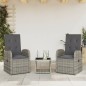 vidaXL 3-tlg. Garten-Essgruppe mit Kissen Grau Poly Rattan vidaXL 3-tlg. Garten-Essgruppe mit Kissen Grau Poly Rattan