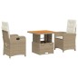 vidaXL 3-tlg. Garten-Essgruppe mit Kissen Beige Poly Rattan vidaXL 3-tlg. Garten-Essgruppe mit Kissen Beige Poly Rattan