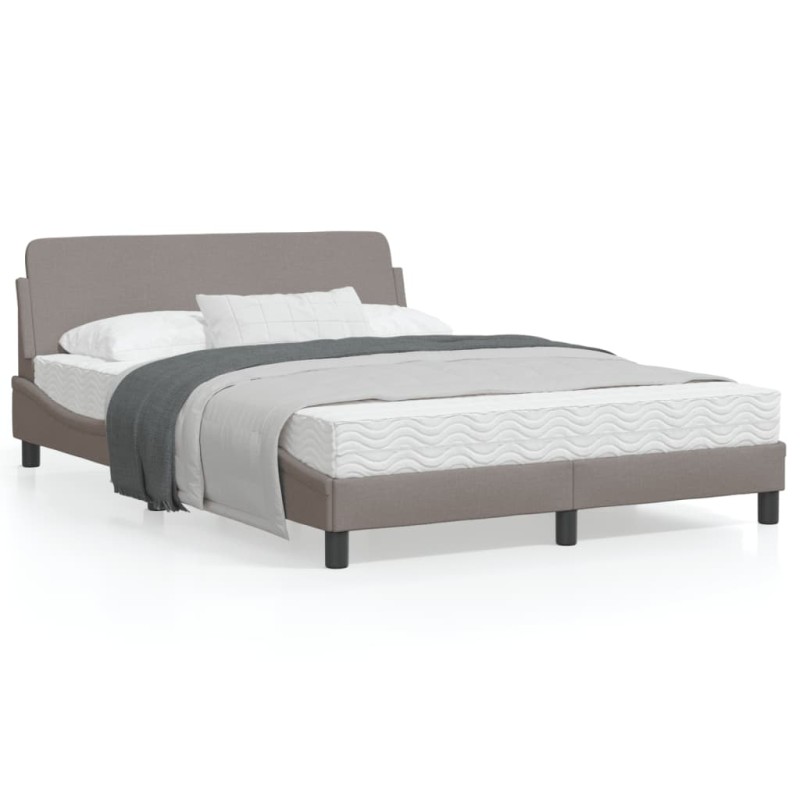 vidaXL Bettgestell mit Kopfteil Taupe 140x190 cm Stoff vidaXL Bettgestell mit Kopfteil Taupe 140x190 cm Stoff