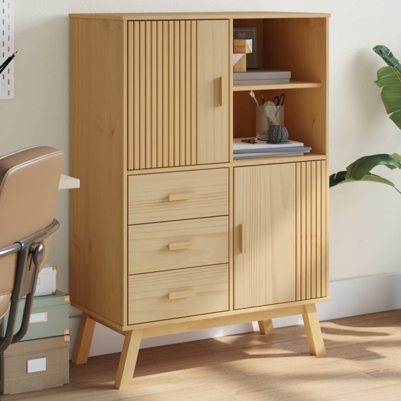 vidaXL Highboard OLDEN Braun 85x43x125 cm Massivholz Kiefer vidaXL Highboard OLDEN Braun 85x43x125 cm Massivholz Kiefer