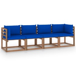 Garten-Palettensofa 4-Sitzer mit Kissen Kiefernholz