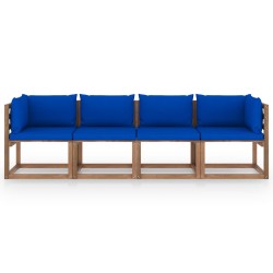 Garten-Palettensofa 4-Sitzer mit Kissen Kiefernholz