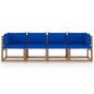 Garten-Palettensofa 4-Sitzer mit Kissen Kiefernholz Garten-Palettensofa 4-Sitzer mit Kissen Kiefernholz