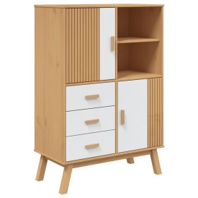 vidaXL Highboard OLDEN Weiß und Braun 85x43x125 cm Massivholz Kiefer