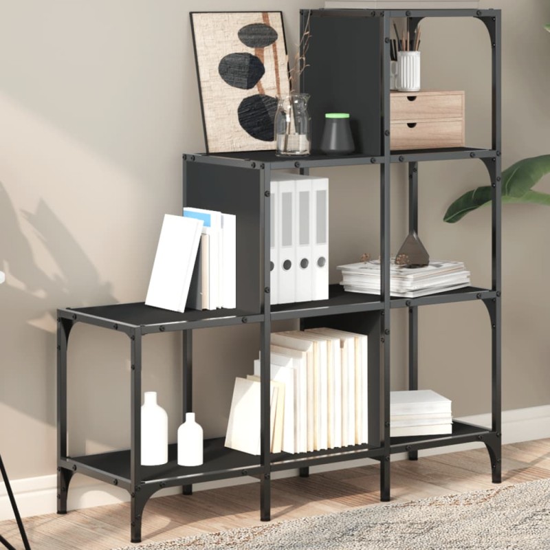 vidaXL Bücherregal Schwarz 92x30x102 cm Holzwerkstoff und Metall vidaXL Bücherregal Schwarz 92x30x102 cm Holzwerkstoff und Metall
