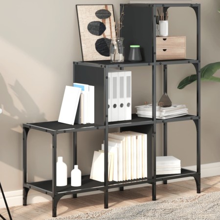 vidaXL Bücherregal Schwarz 92x30x102 cm Holzwerkstoff und Metall